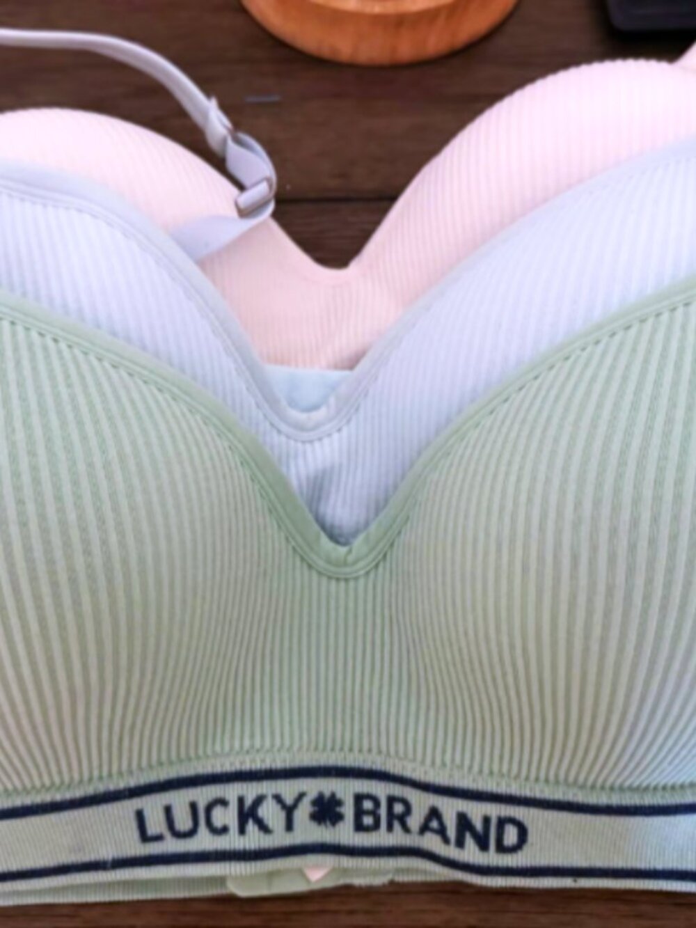 Lot of 3‎ Lucky Brand Comfort Padded Bras Women's Plus Size 2X Blue Green Cream